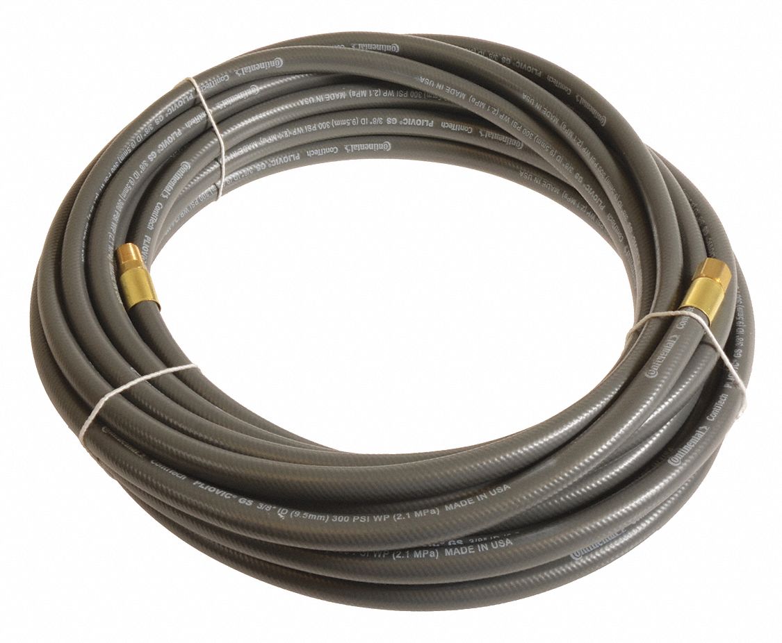 Air Hose: 1/2 in Hose Inside Dia., Gray, 1/2 in FNPT x 1/2 in MNPT, 100 ft Hose Lg