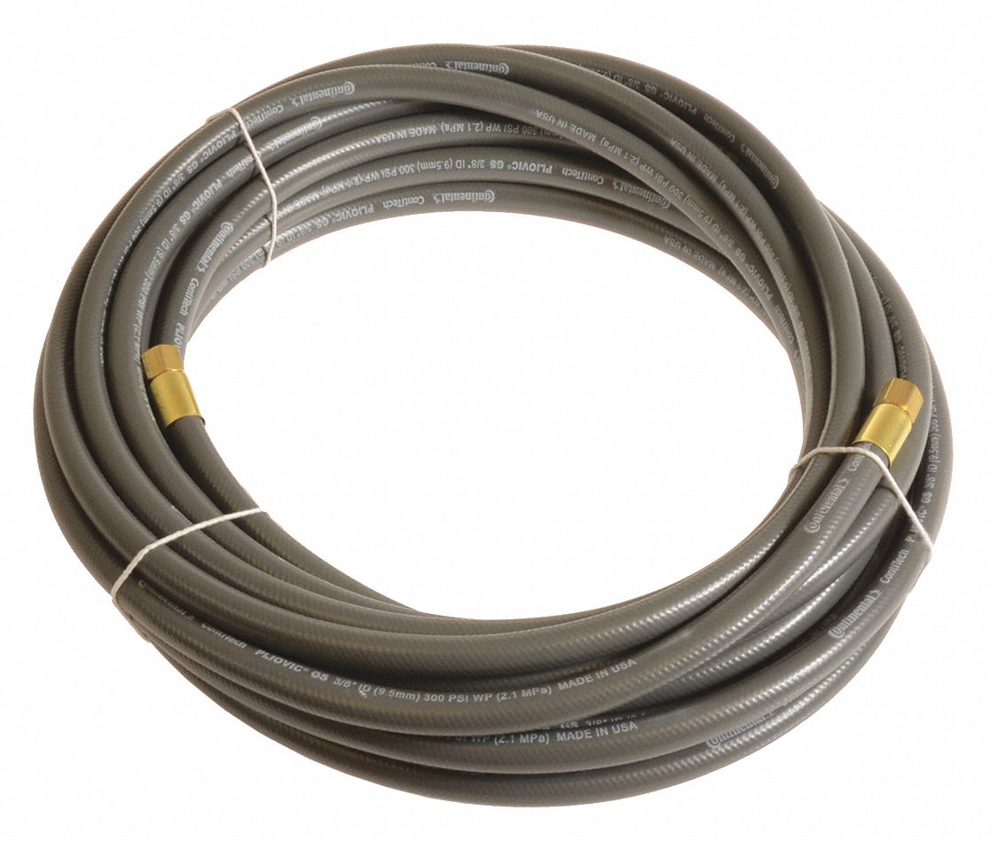 Air Hose: 1/2 in Hose Inside Dia., Gray, 1/2 in FNPT x 1/2 in FNPT, 100 ft Hose Lg