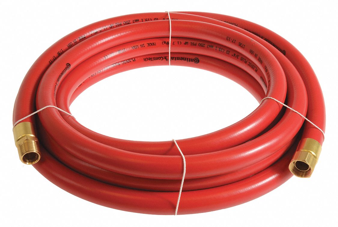 Air Hose: 3/4 in Hose Inside Dia., Red, 1 1/8 in Hose Outside Dia., 100 ft Hose Lg