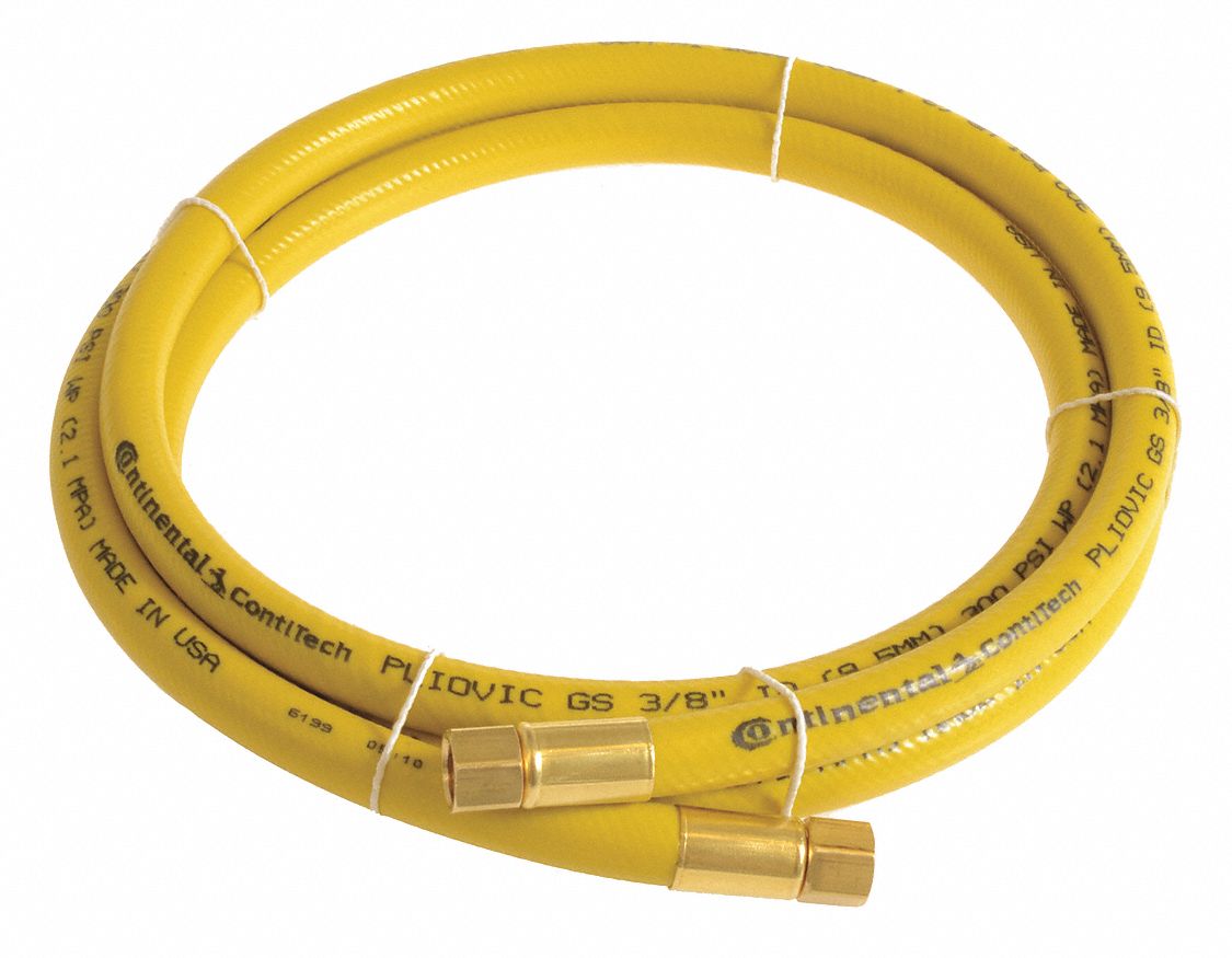 Air Hose: 1/2 in Hose Inside Dia., Yellow, 1/2 in FNPT x 1/2 in FNPT, 10 ft Hose Lg