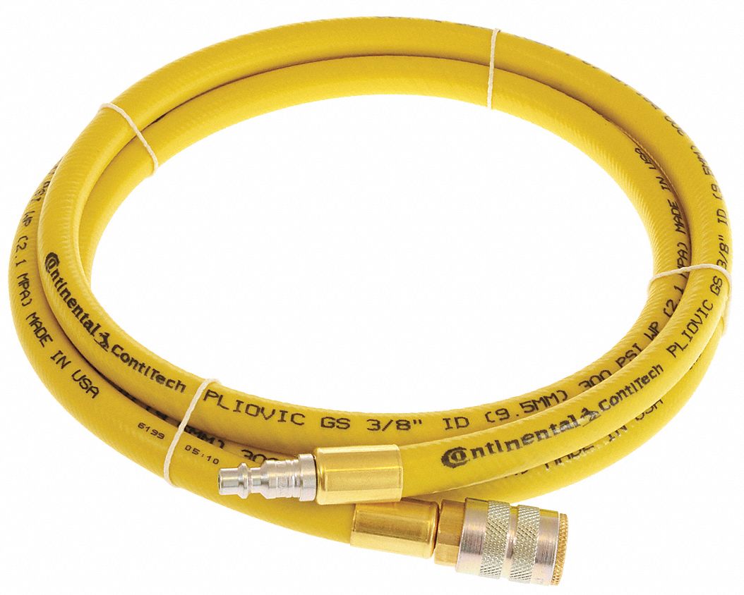 Air Hose: 1/2 in Hose Inside Dia., Yellow, 3/4 in Hose Outside Dia., 10 ft Hose Lg