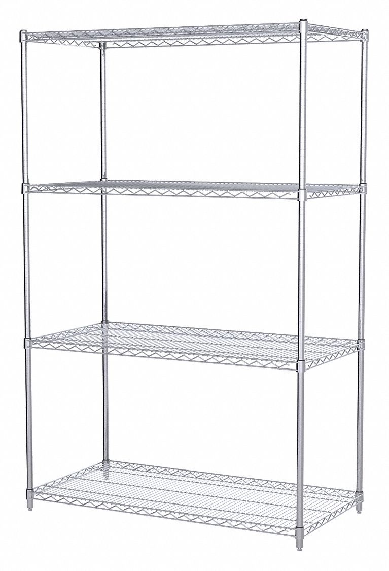 Wire Shelving Unit, 24"x48"x74", 4-Shelf