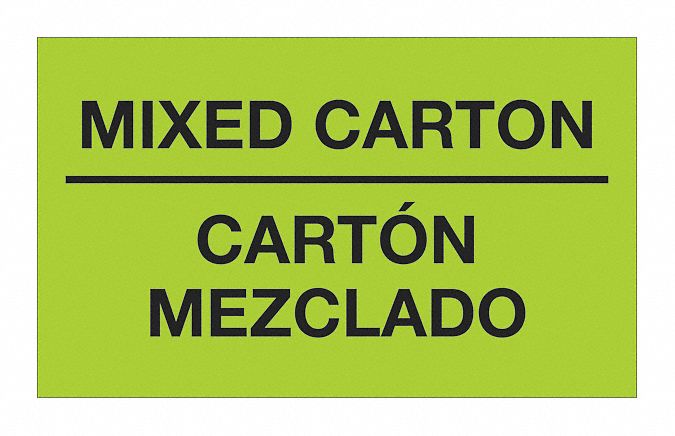 Bilingual Label, Mixed Carton, 3x5": 500 PK