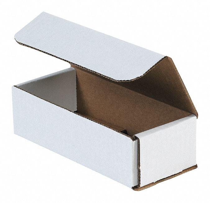 Literature Mailer: 7x3x2 in, White, 32 ECT, Corrugate, Single Wall, 50 PK