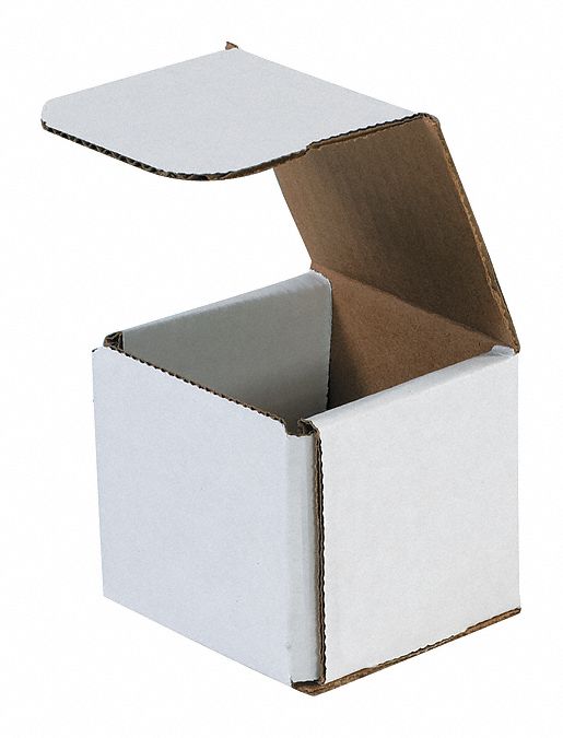 Literature Mailer: 7x7x6 in, White, 32 ECT, Corrugate, Single Wall, 50 PK