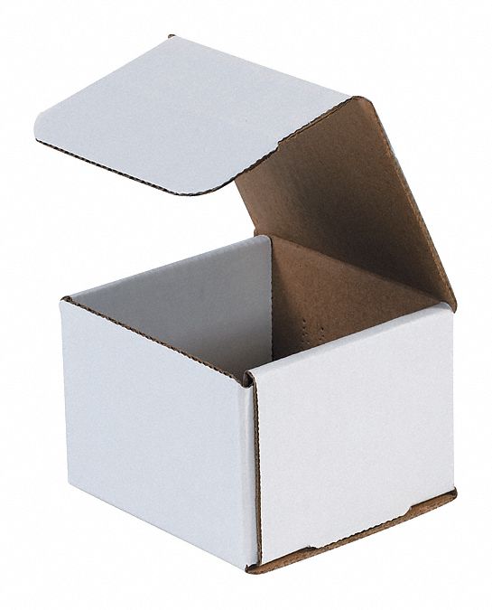 Literature Mailer: 4x4x3 in, White, 32 ECT, Corrugate, Single Wall, 50 PK