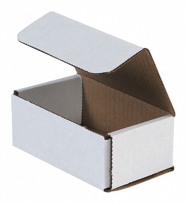 Literature Mailer: 5x3x2 in, White, 32 ECT, Corrugate, Single Wall, 50 PK