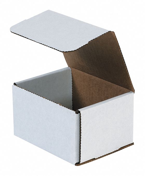 Literature Mailer: 5x4x3 in, White, 32 ECT, Corrugate, Single Wall, 50 PK