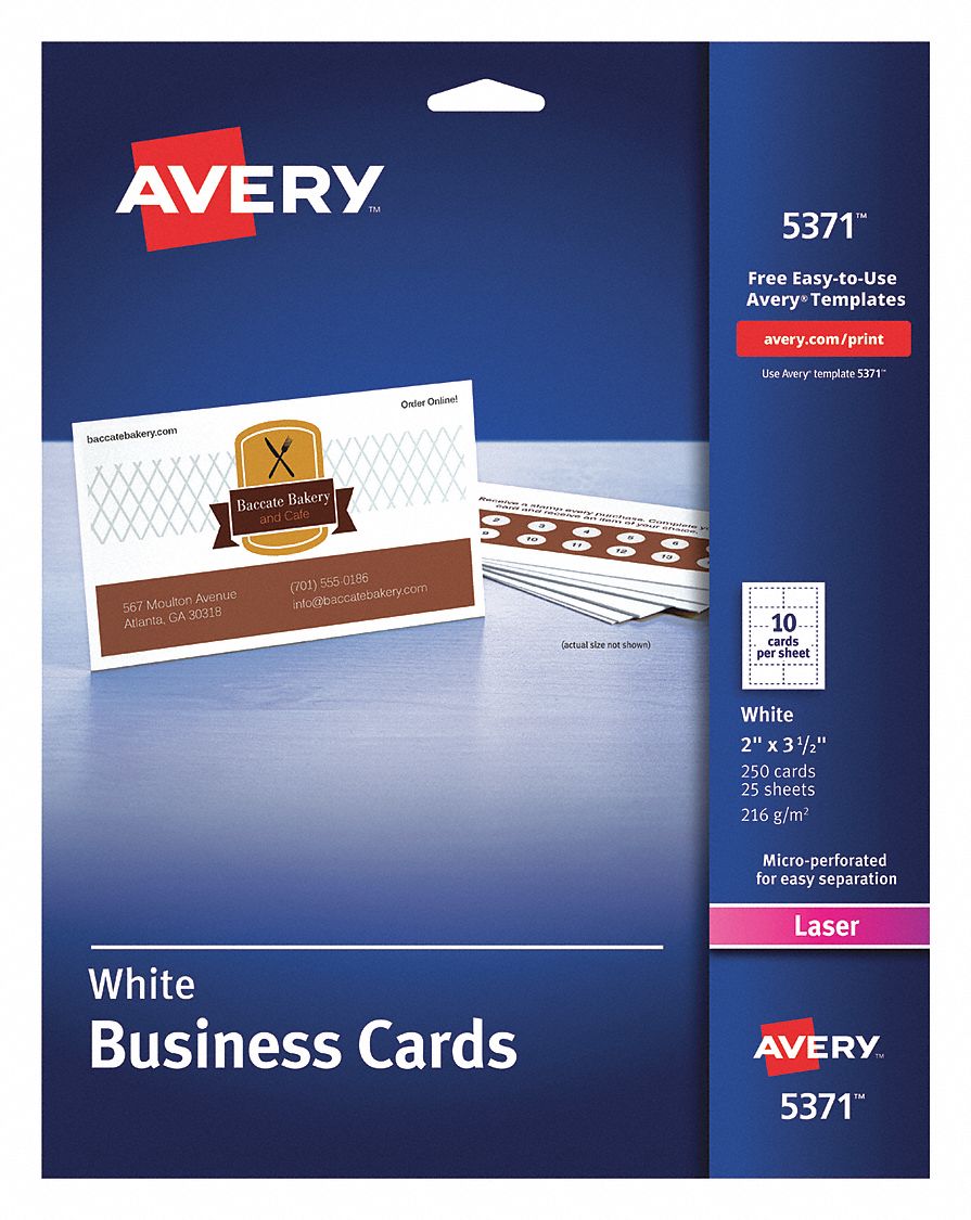 AVERY, 250, PK, Standard Printable Microperforated Business Cards ...