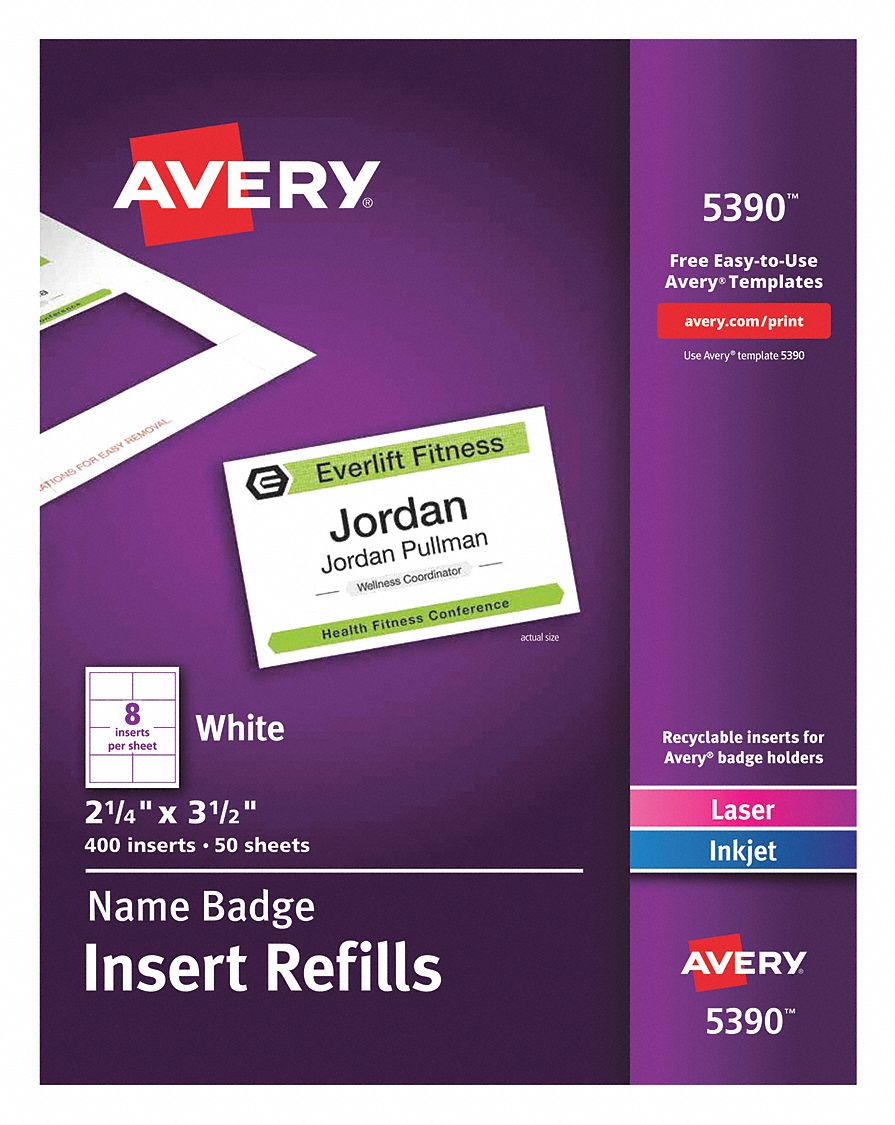 AVERY, 50, PK, Name Badge Insert Refills - 50MV32|5390 - Grainger