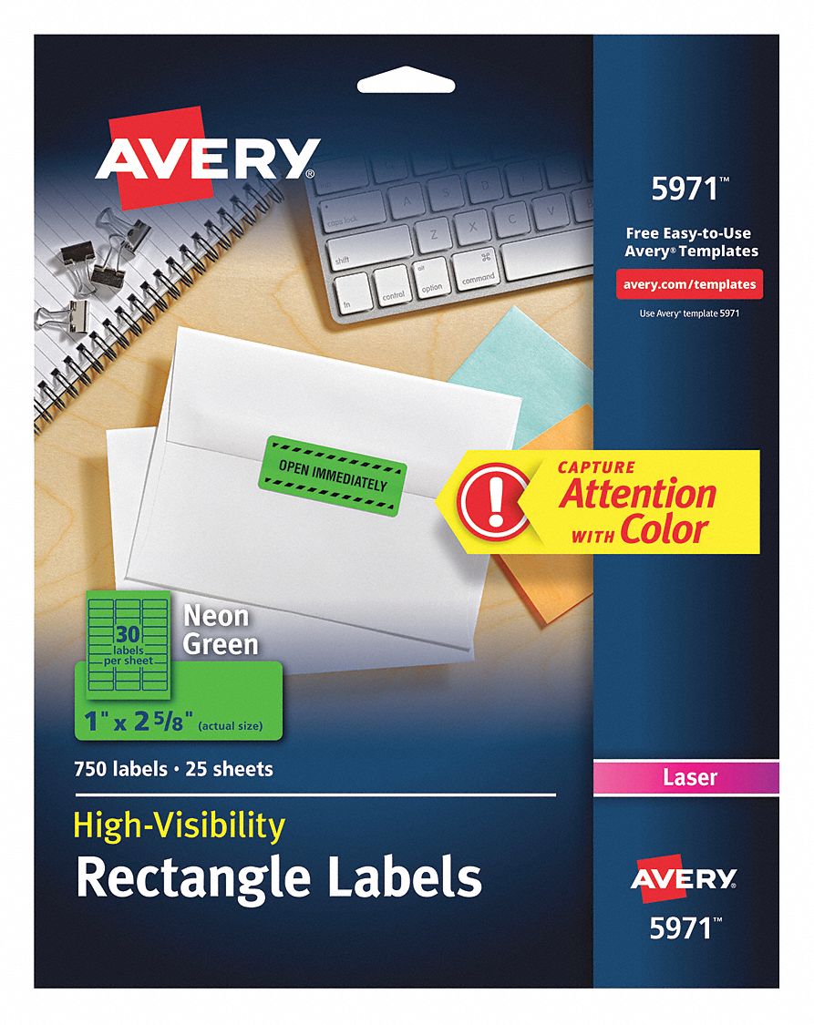 AVERY, 750, PK, High-Visibility ID Labels - 50MV75|5971 - Grainger