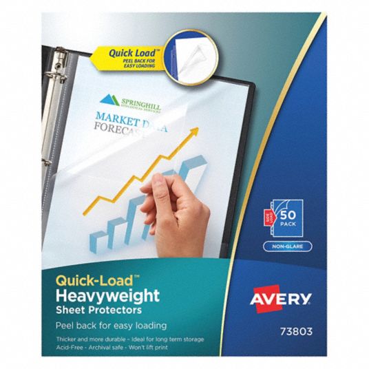 AVERY, 0 Tabs, 8 1/2 in Overall Wd, Sheet Protector - 50MW22|73803 ...