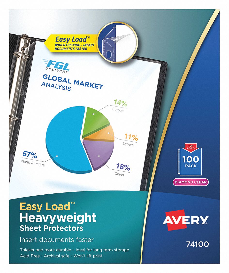 Clear Sheet Protector, Top Load, PK100