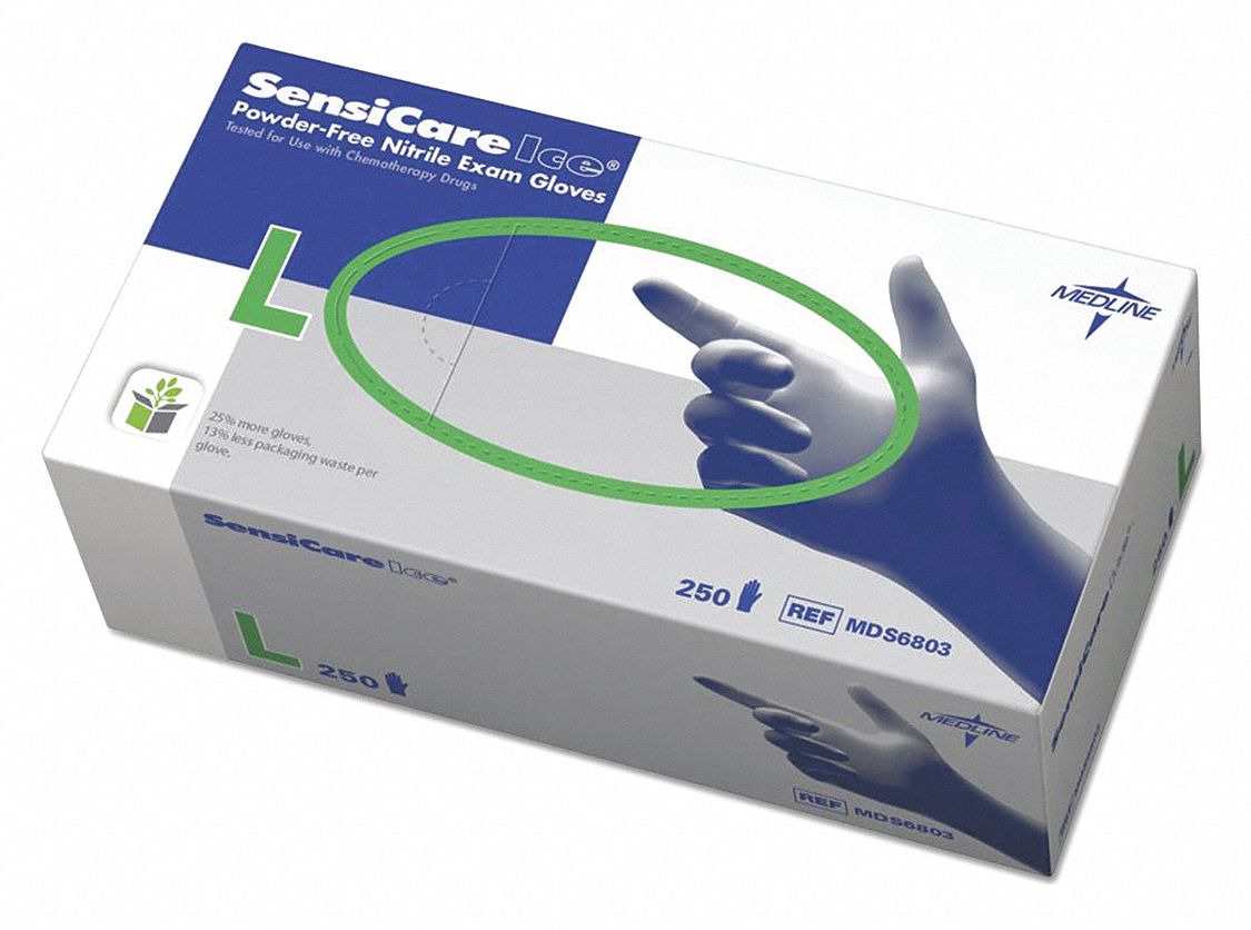 MEDLINE Nitrile Exam Gloves, L, Blue, PK250 50MY98MDS6803 Grainger