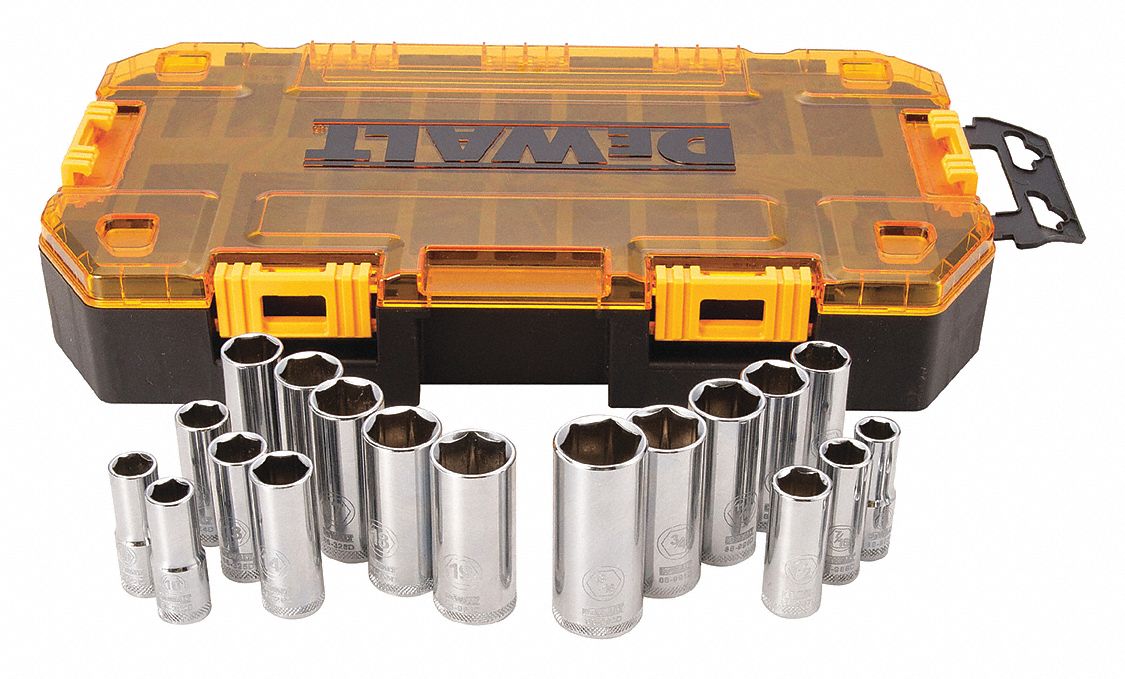 DEWALT Tough Box, juego de enchufes de accionamiento profundo de 3/8" 50XM59-