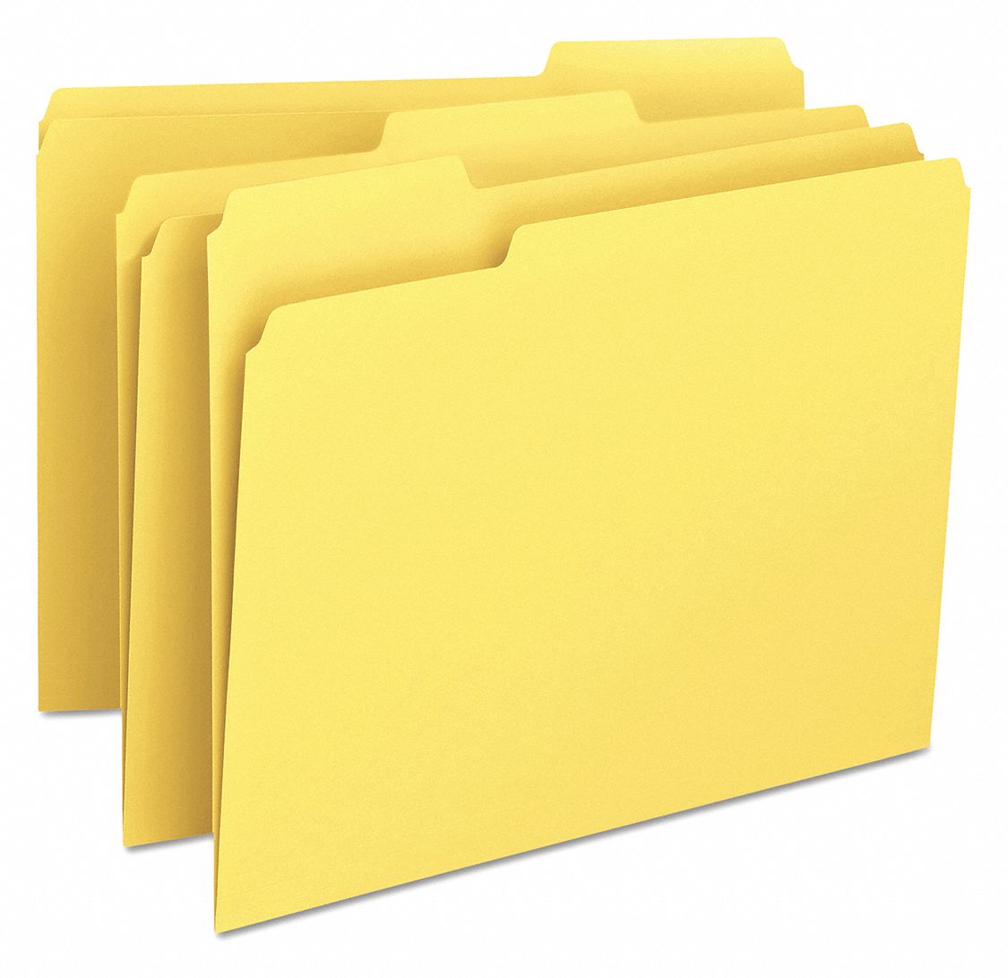 Pressboard Folder, Tab, Yellow, PK100