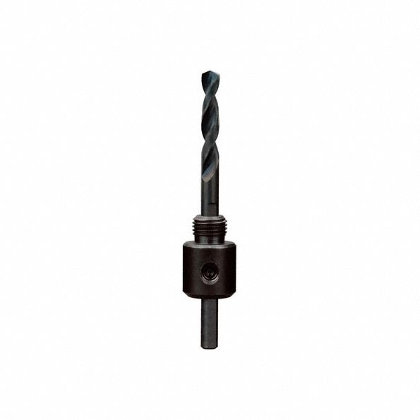 Hole Saw Arbor: Std, 1/2"-20 Thread Size, Pilot Bit Included, Steel