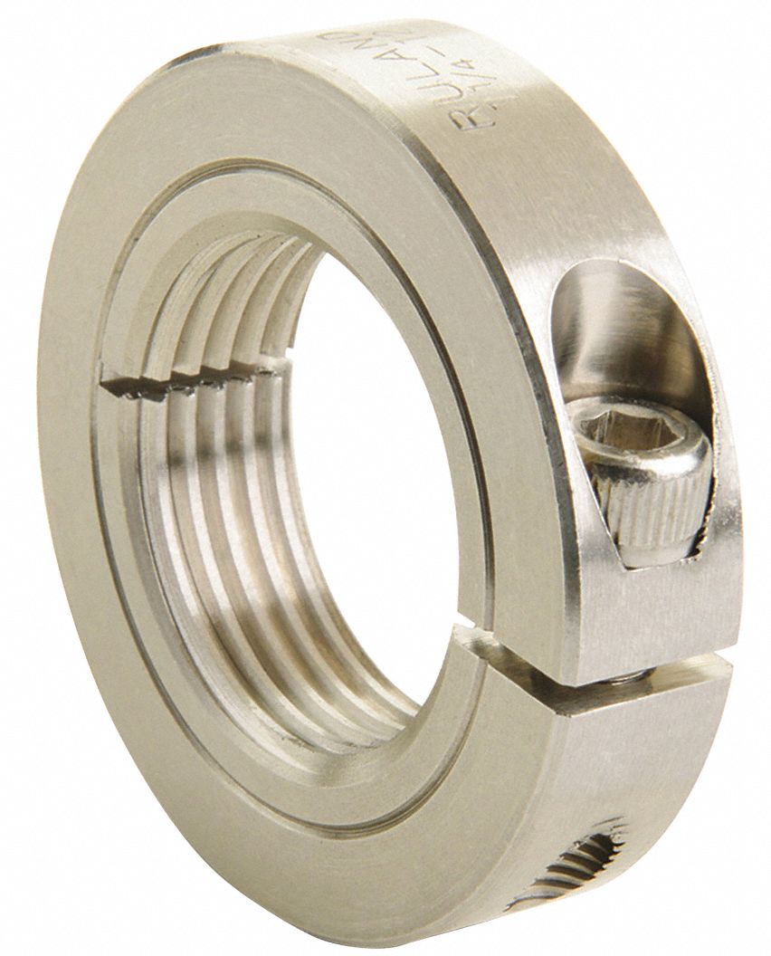 Shaft Collar: 1-Piece, Inch, Threaded, Clamp On, 1/2"-20 Bore Thread Size, 303