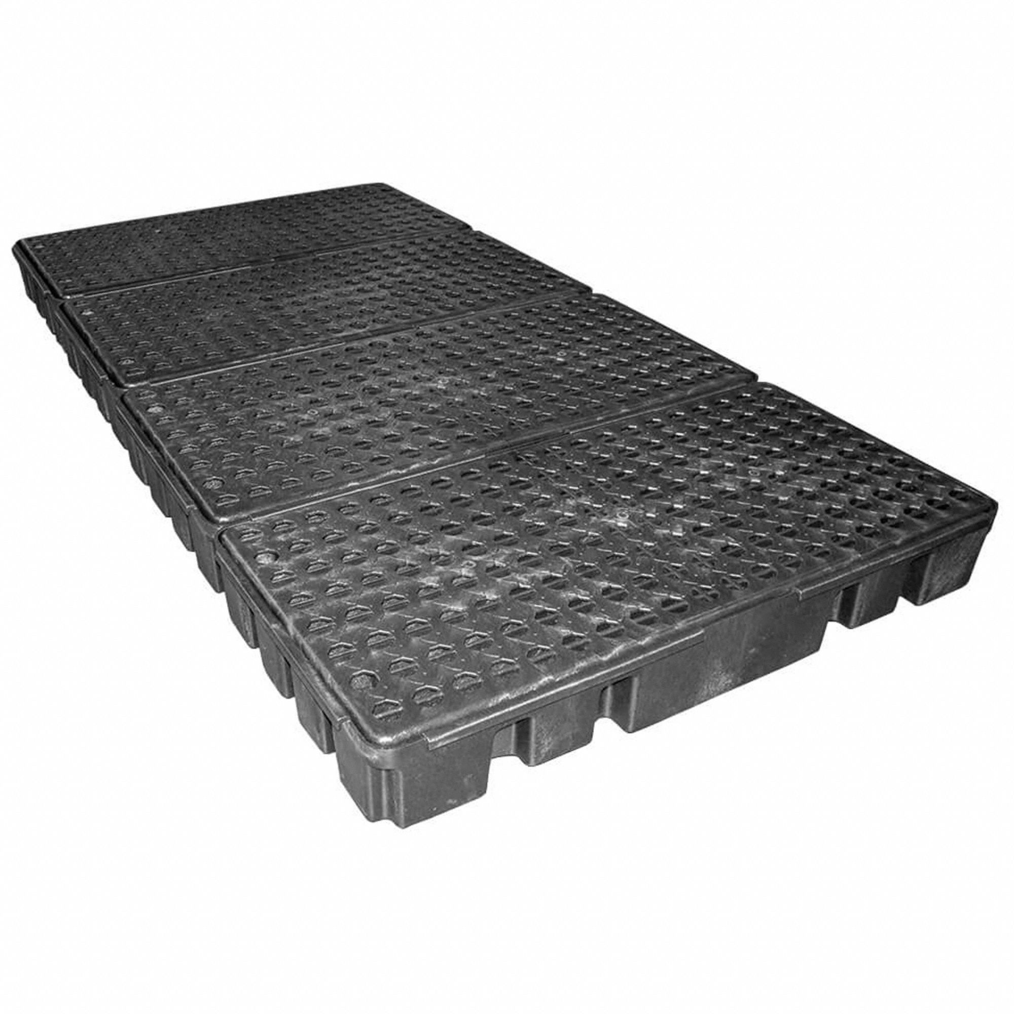 SPILL PALLET, FOR 8 DRUMS, 77 GALLON CAPACITY, 4,000 LB LOAD CAPACITY, BLACK