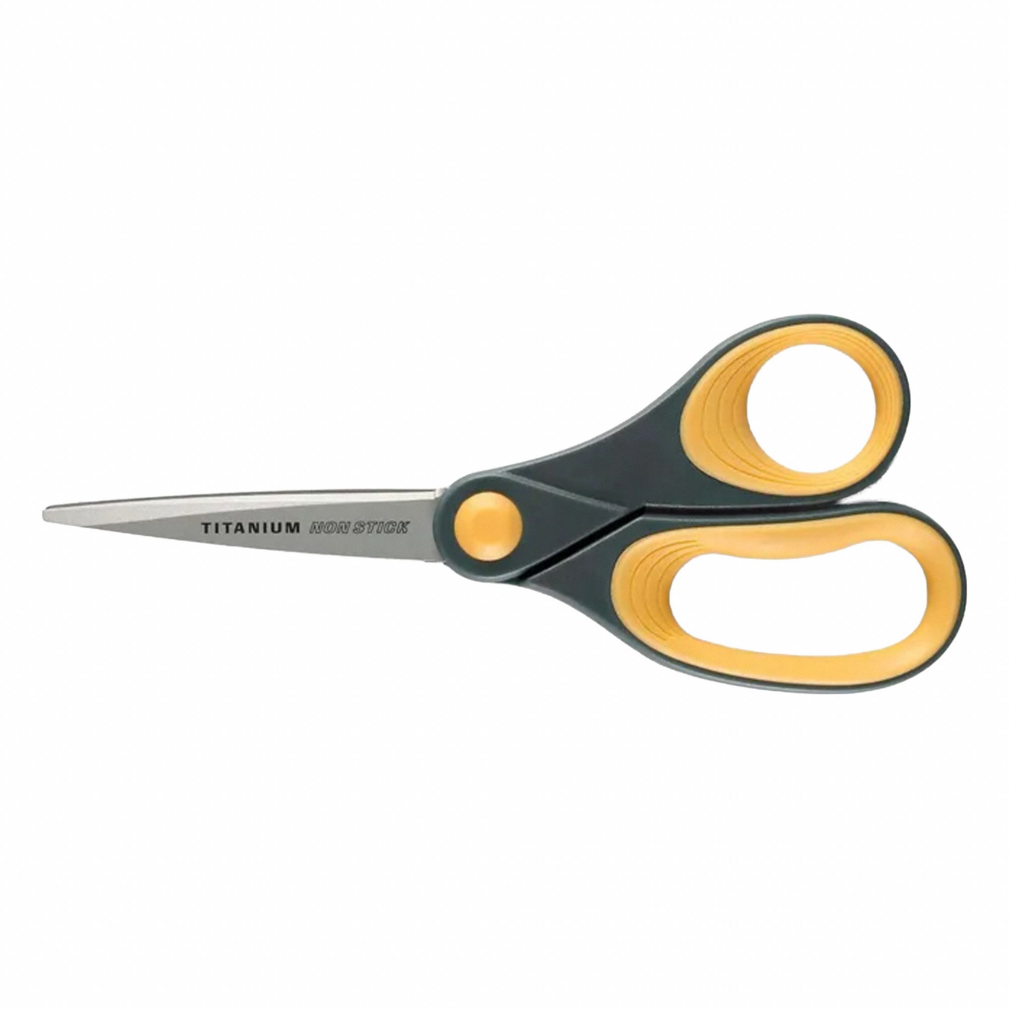 Scissors: Ambidextrous, 8 in Overall Lg, Straight, Titanium Bonded, Pointed, Yellow