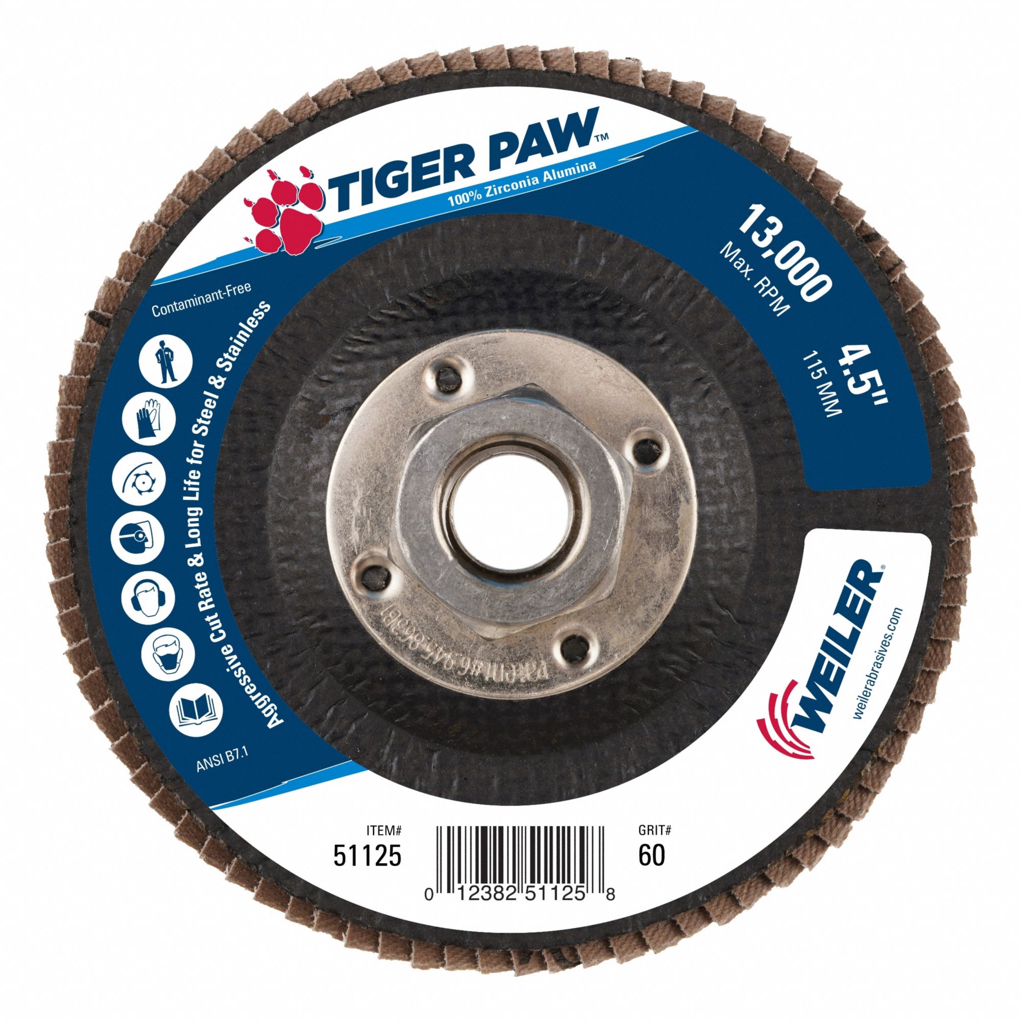 Coated Abrasive Flap Disc 4 1/2 in dia.