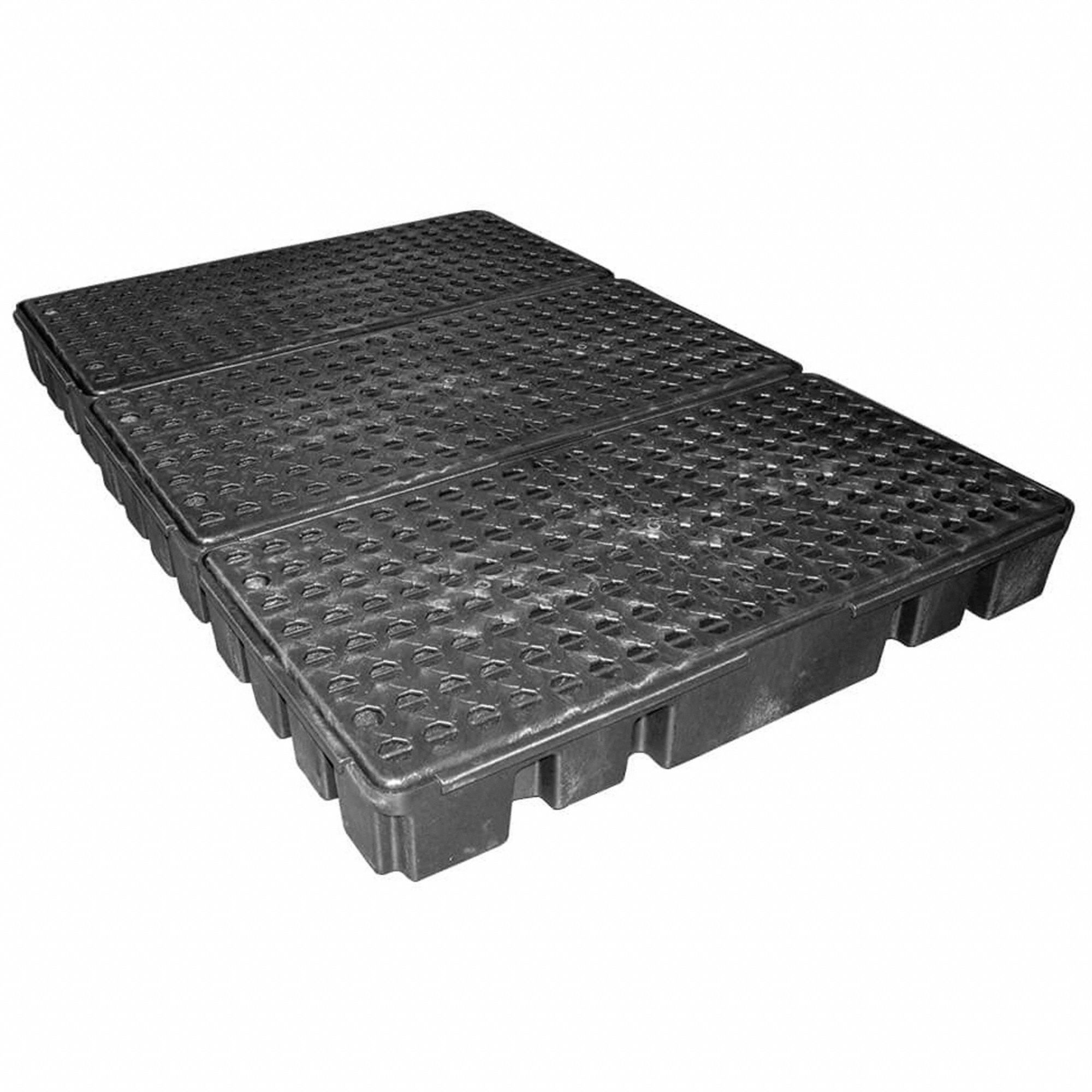 SPILL PALLET, FOR 6 DRUMS, 61 GALLON CAPACITY, 3,000 LB LOAD CAPACITY, BLACK