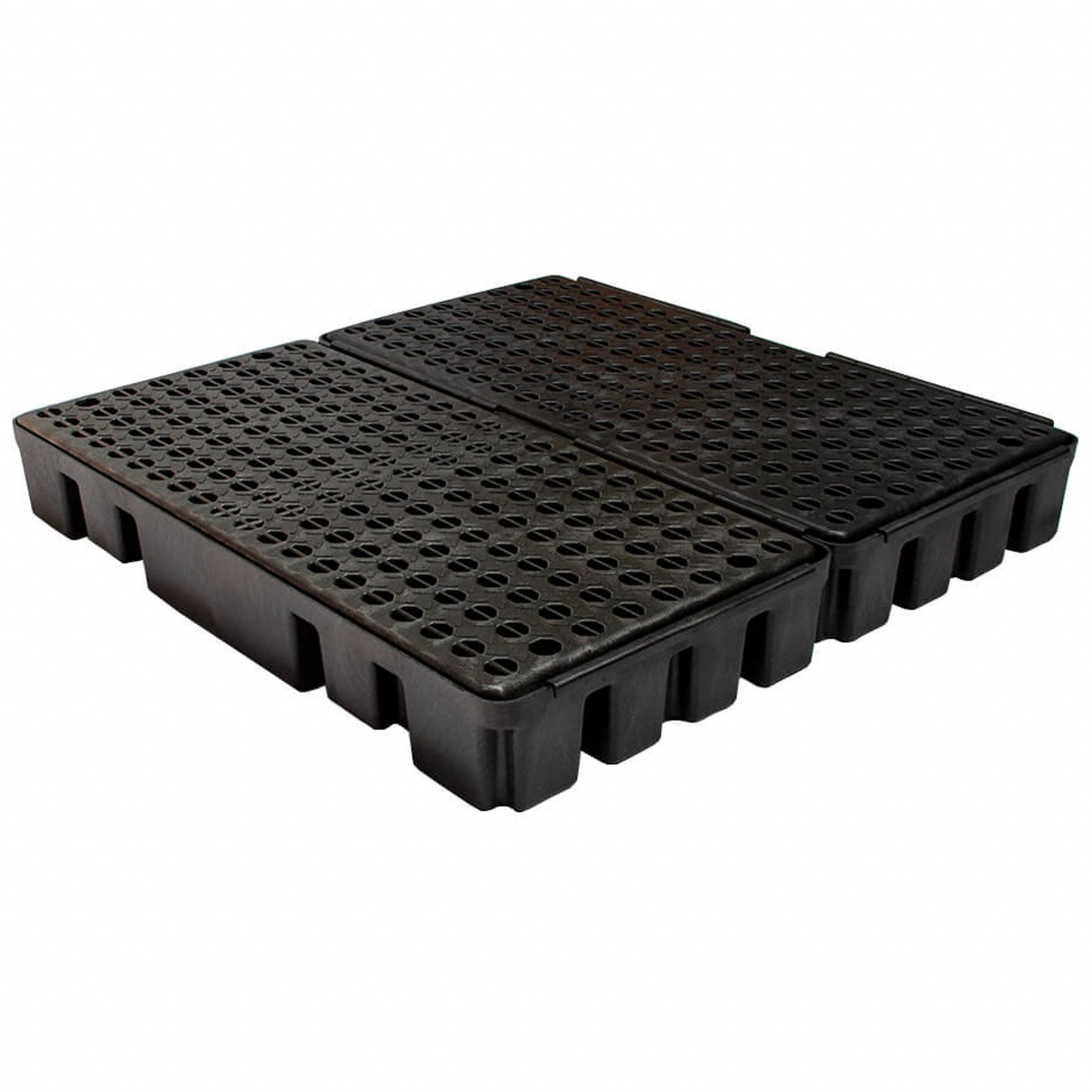 SPILL PALLET, FOR 4 DRUMS, 41 GALLON CAPACITY, 2,000 LB LOAD CAPACITY, BLACK