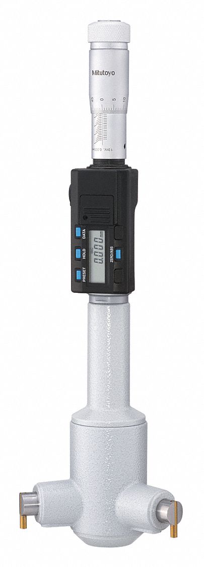 Digital 3-Point Inside Micrometer: 2.5 in to 3 in /63.5 mm to 76.2 mm, IP65, Cabled