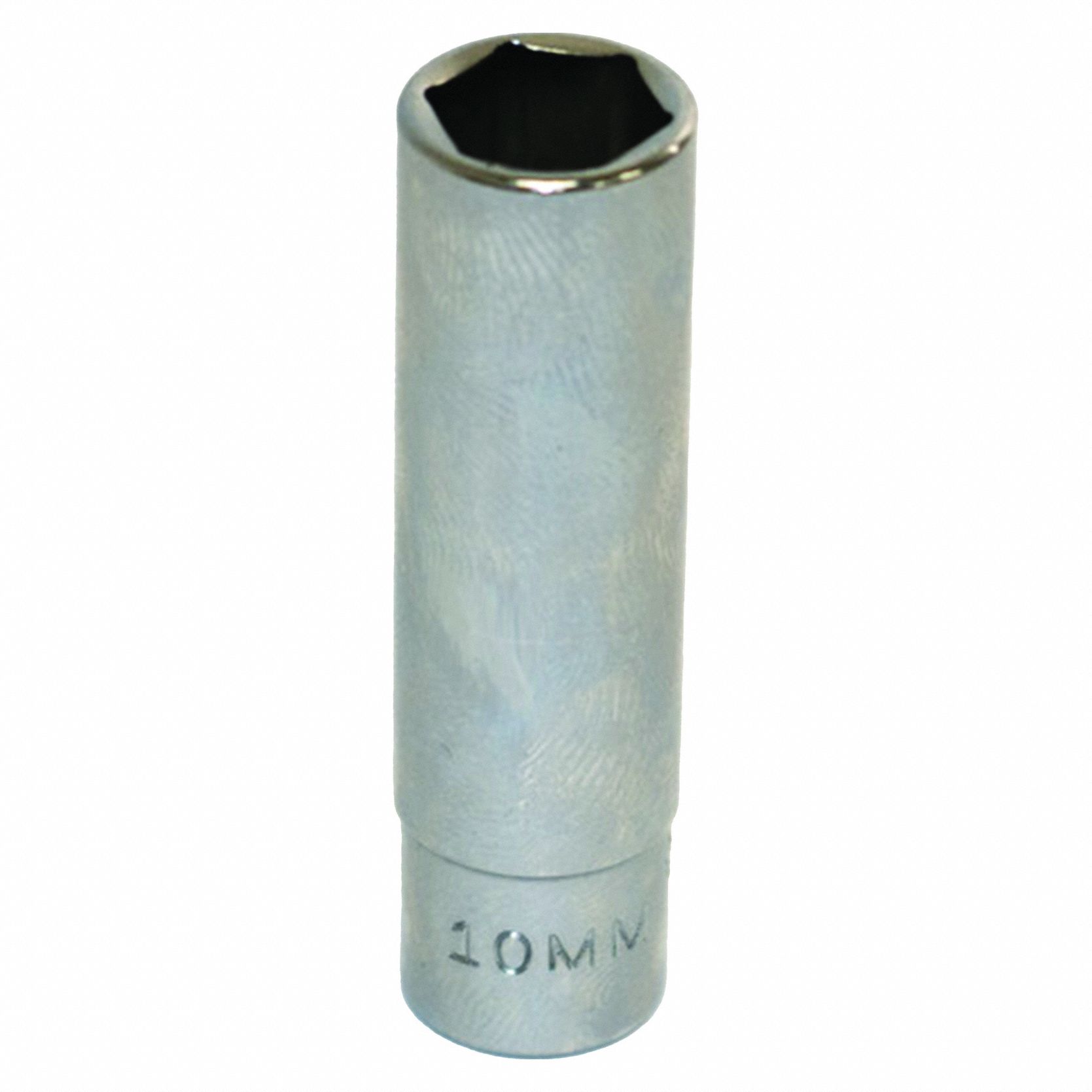 Socket: Metric, 1/4 in Drive Size, 10 mm Socket Size, 6-Point, Deep, Not Tether Capable