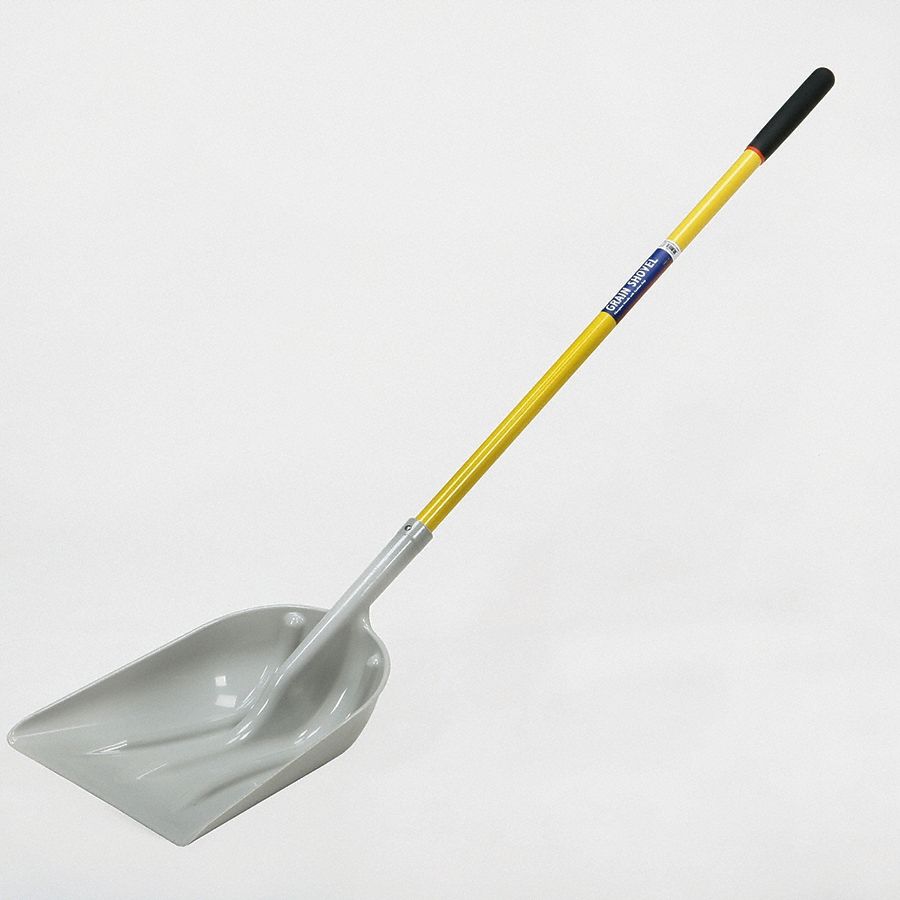 Scoop Shovel: Std Scoop, 2 Ribs, Plastic, #12 Blade Size, 14 1/4 in Blade Wd, 12 ga Gauge
