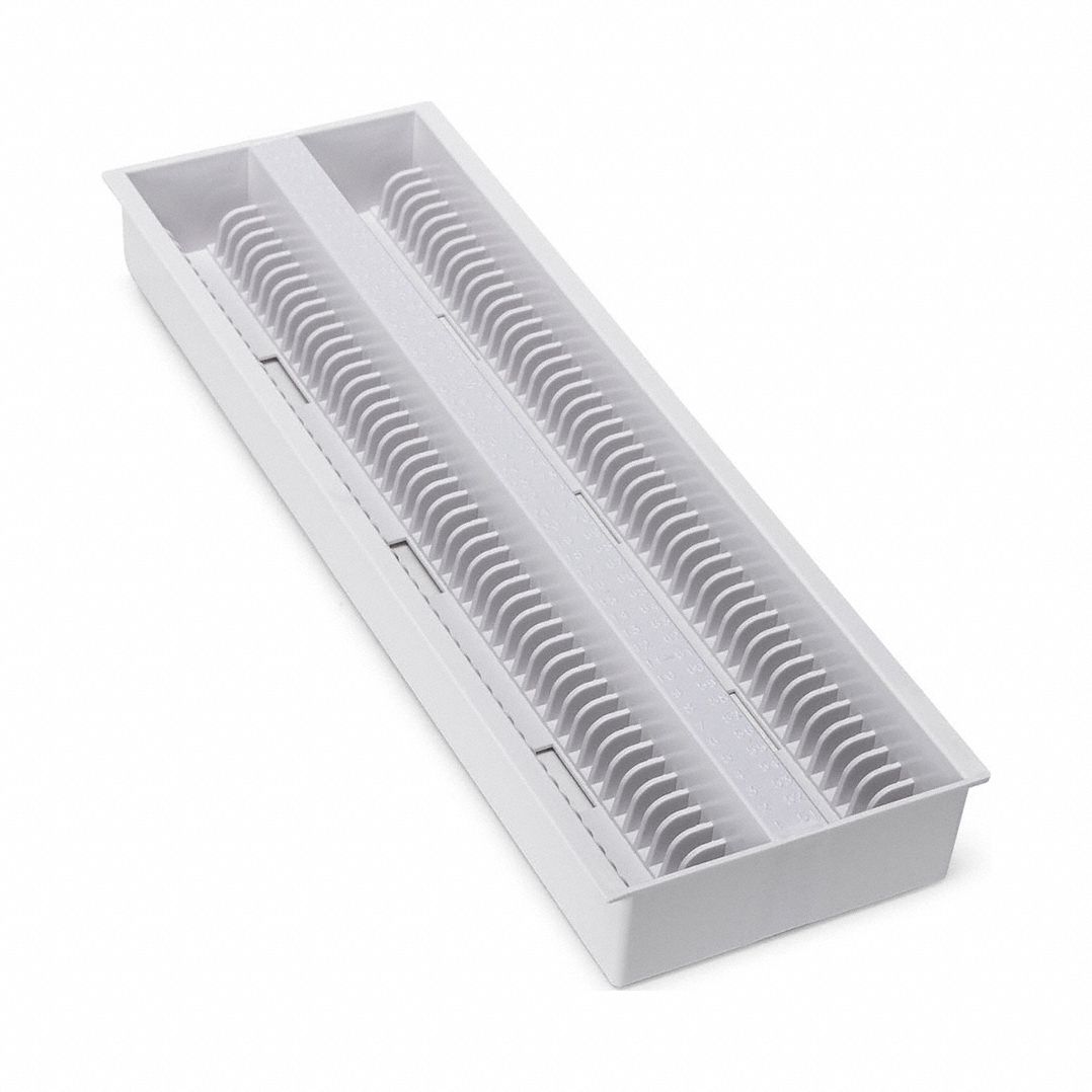 Slide Tray: Plastic, 240 mm Overall Lg, 85 mm Overall Wd, White, (200) Slides, 240 x 85 x 95 mm