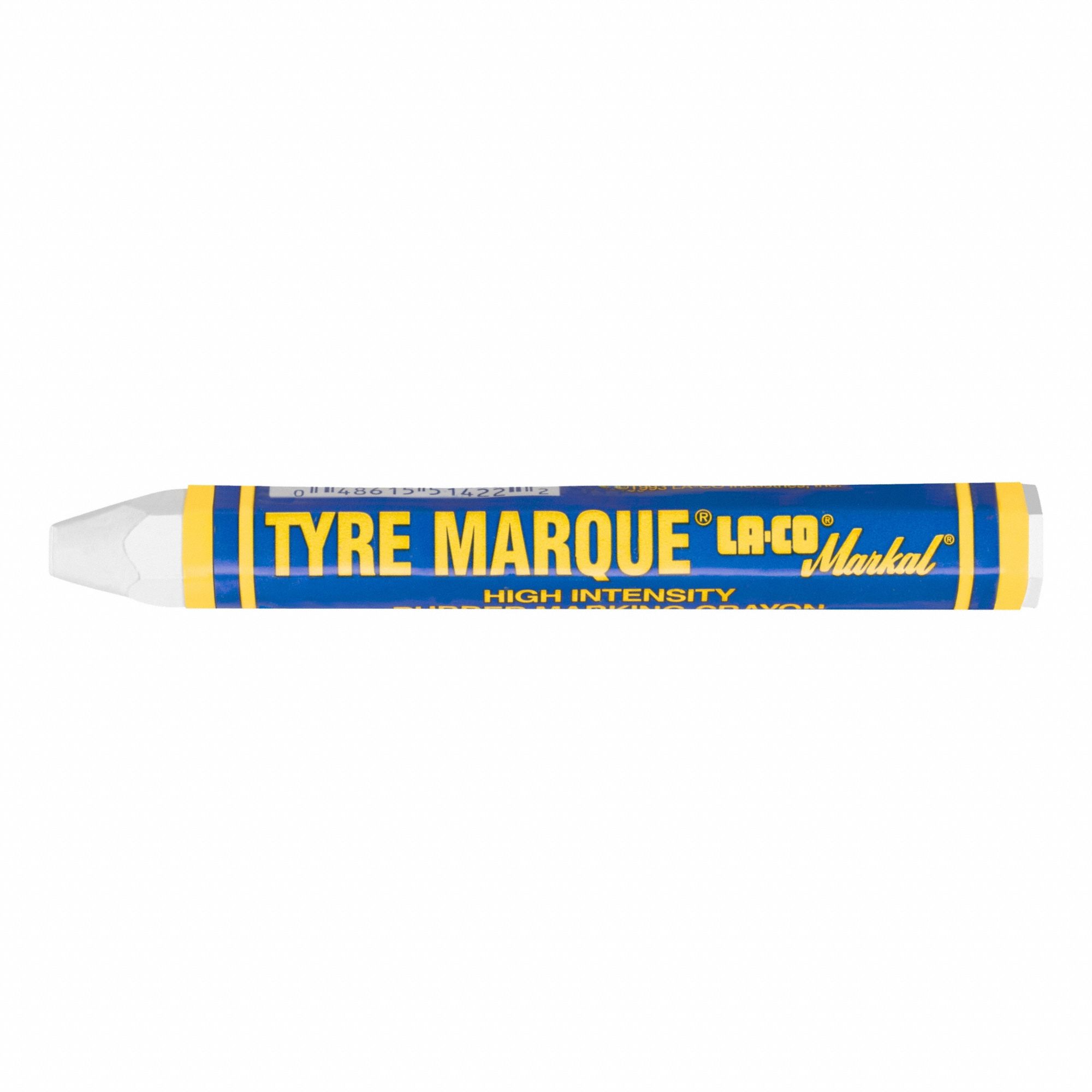 Tire Marking Crayon: Tire Crayon, White, Wax, 4 5/8 in Overall Lg, 1/2 in Overall Wd