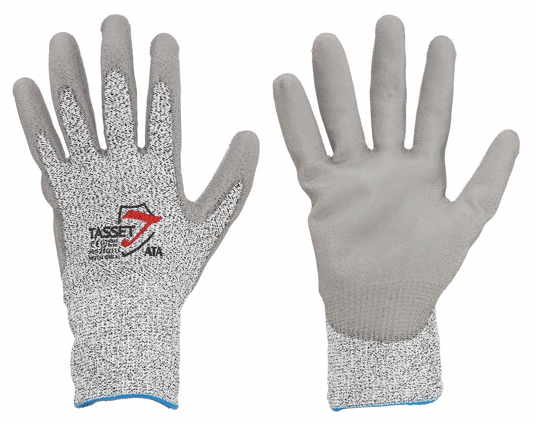 Knit Gloves: 2XL ( 11 ), ANSI Cut Level A3, Palm, Dipped, Polyurethane, HPPE, Rough, 1 PR