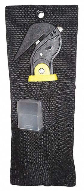 Tool Holster: 2 Pockets, Utility Knife, Belt Slot, For 1 3/4 in Max Belt Wd