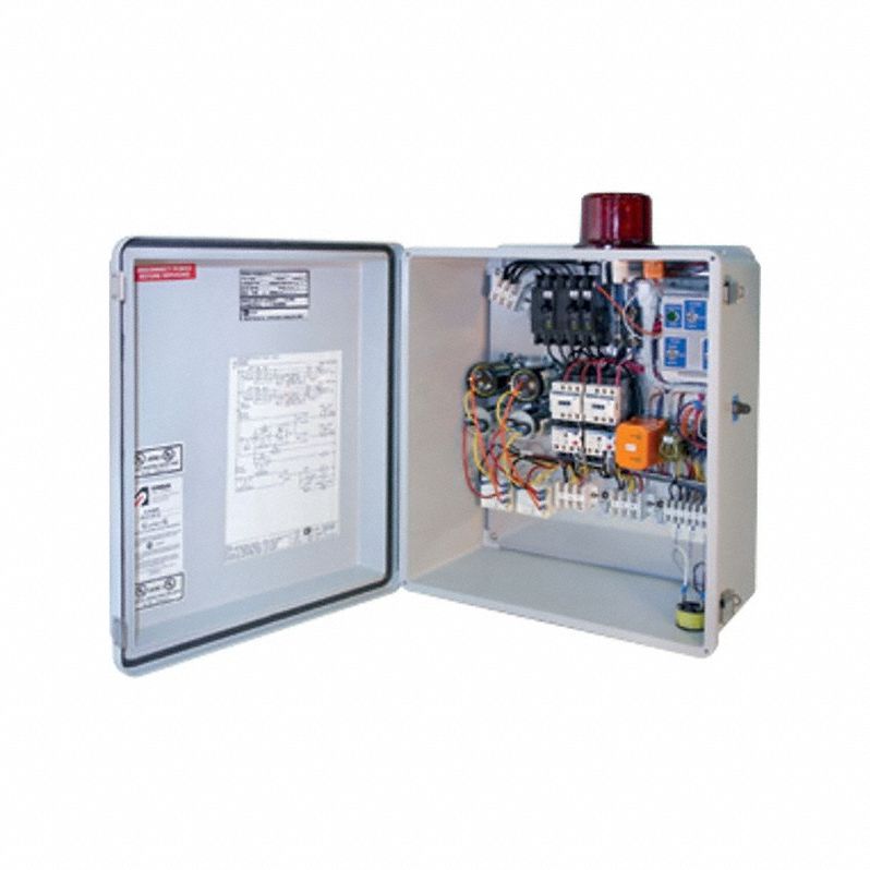 Pump Control Panel: Duplex, Single Phase, 208 to 230V AC, 16 A, No Switch Included, 4X
