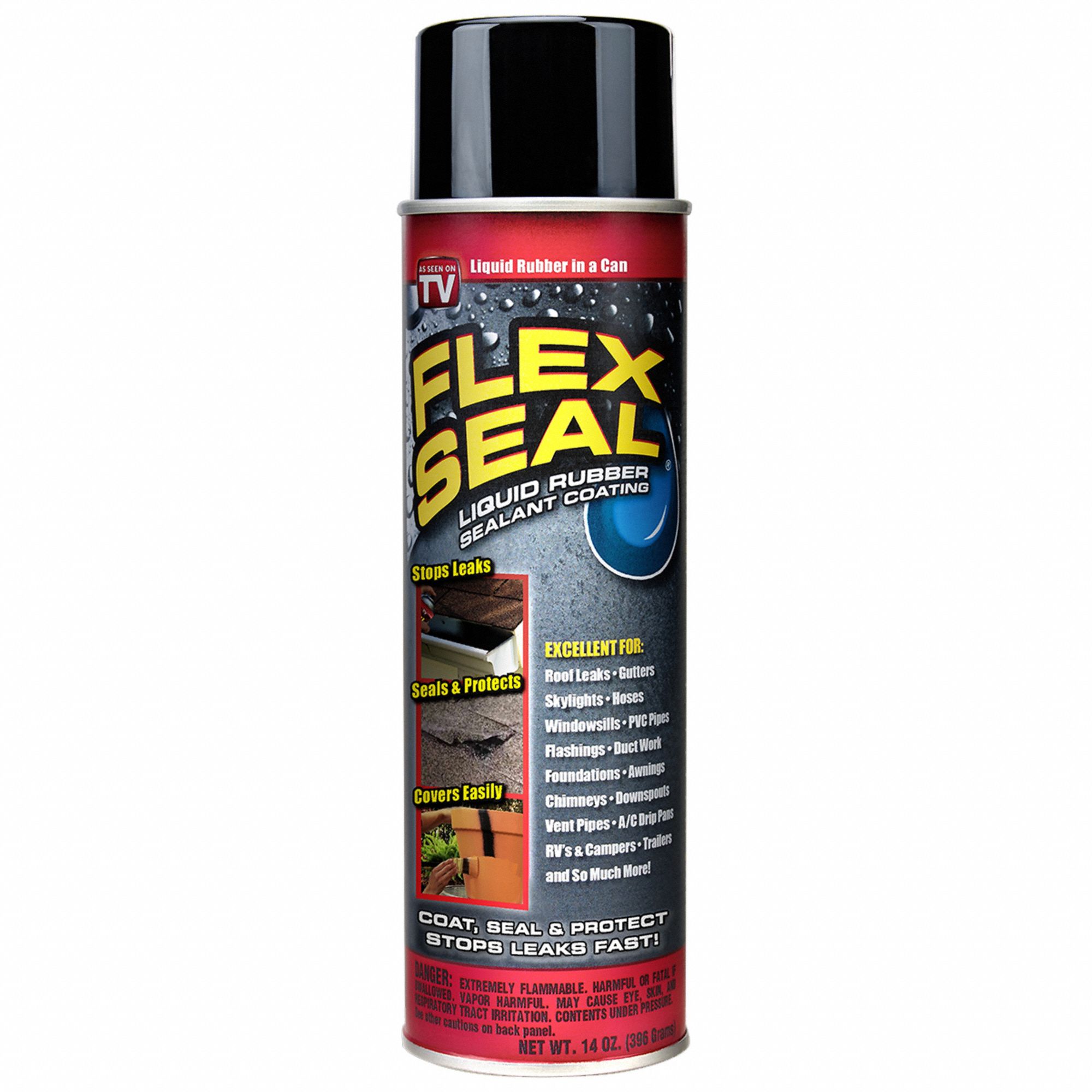 FLEX SEAL, Aerosol Rubber Sealant,Black,14 oz. 515Z14FSR20 Grainger