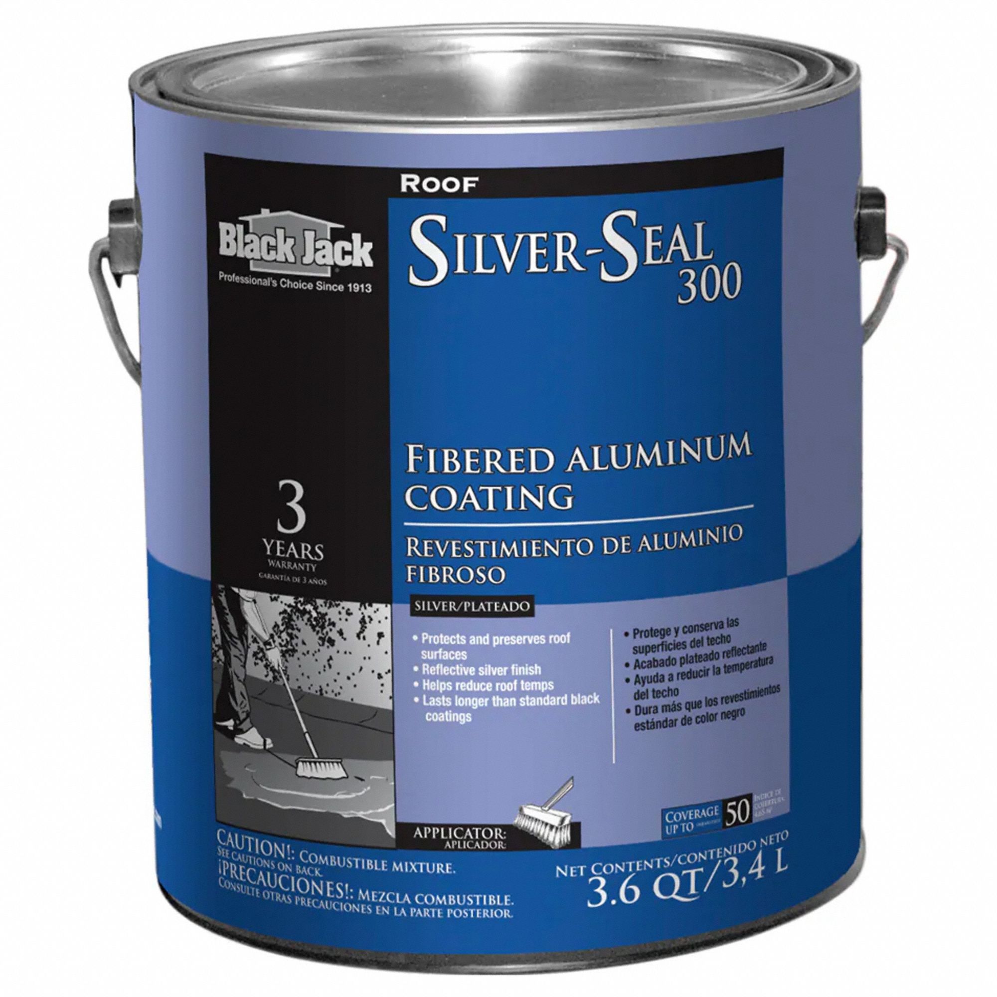 Roof Coating: Aluminum Roof Coatings, Aluminum, Reflective, Black, 1 gal Container Size
