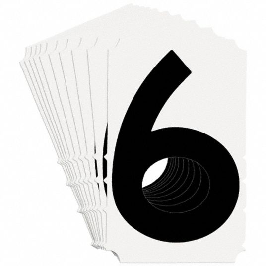 6 in Character Ht, Indoor/Outdoor, Number Label - 800NU8|5180P-6 - Grainger