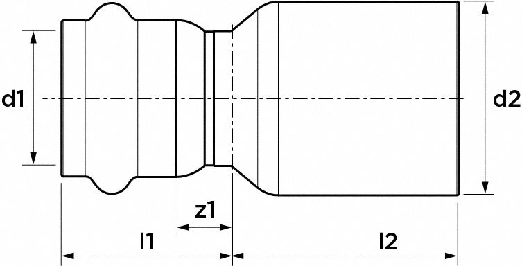 Crimp Fitting: 1 1/2 in Pipe x 1 in Pipe Size, FTG x Tube, EPDM, SmartPress