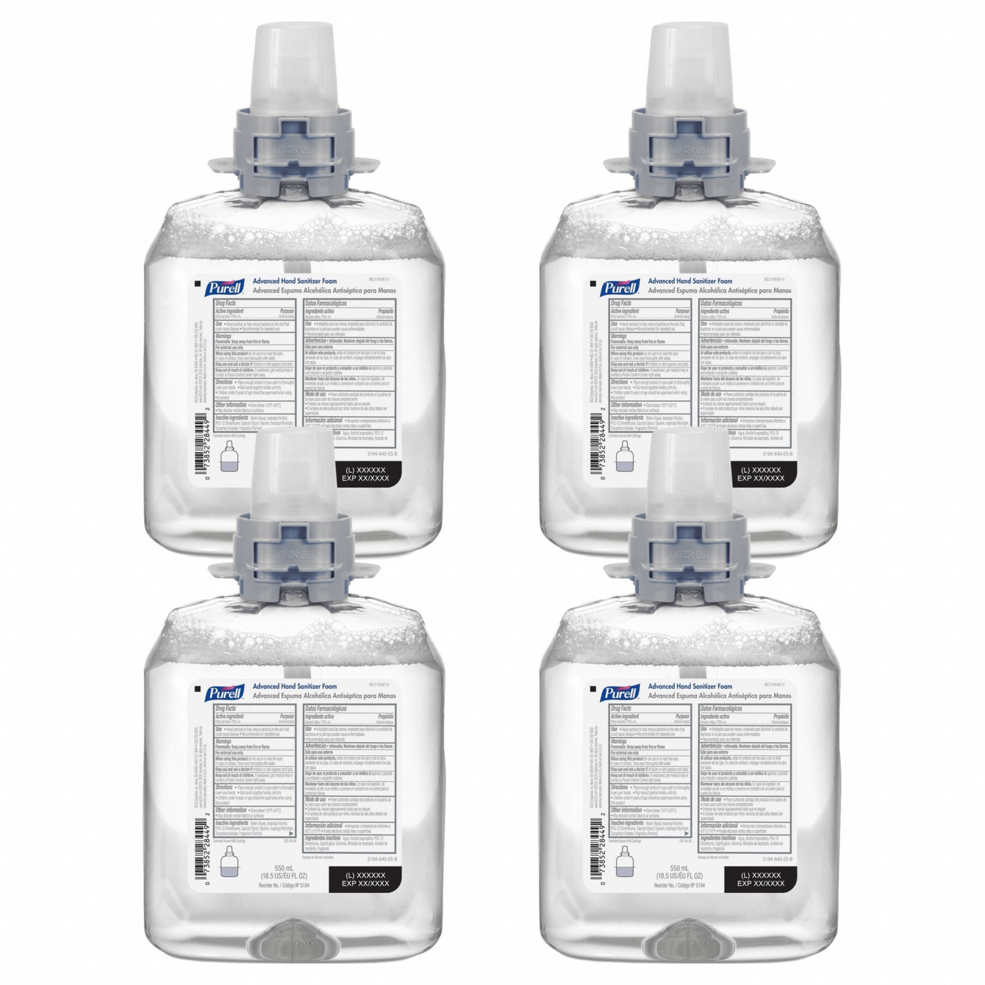 Hand Sanitizer, Cartridge, Foam, 550mL, PK4