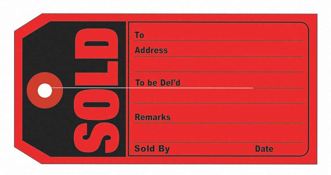 Tag, Print, Sold, 4 3/4x2 3/8", PK500