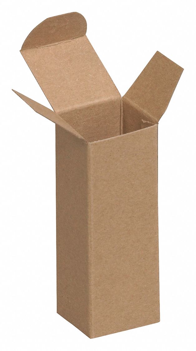 Cartons, Rev Tuck, 1 1/2x1 1/2x4", PK1000: Kraft, 1 1/2 in Inside Lg, 1 1/2 in Inside Wd, 1, 000 PK