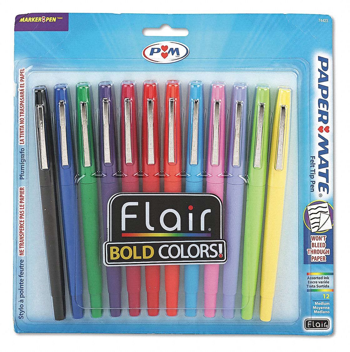 FlairFelt TipMarkerPen, Assrtd, Dozen, PK12