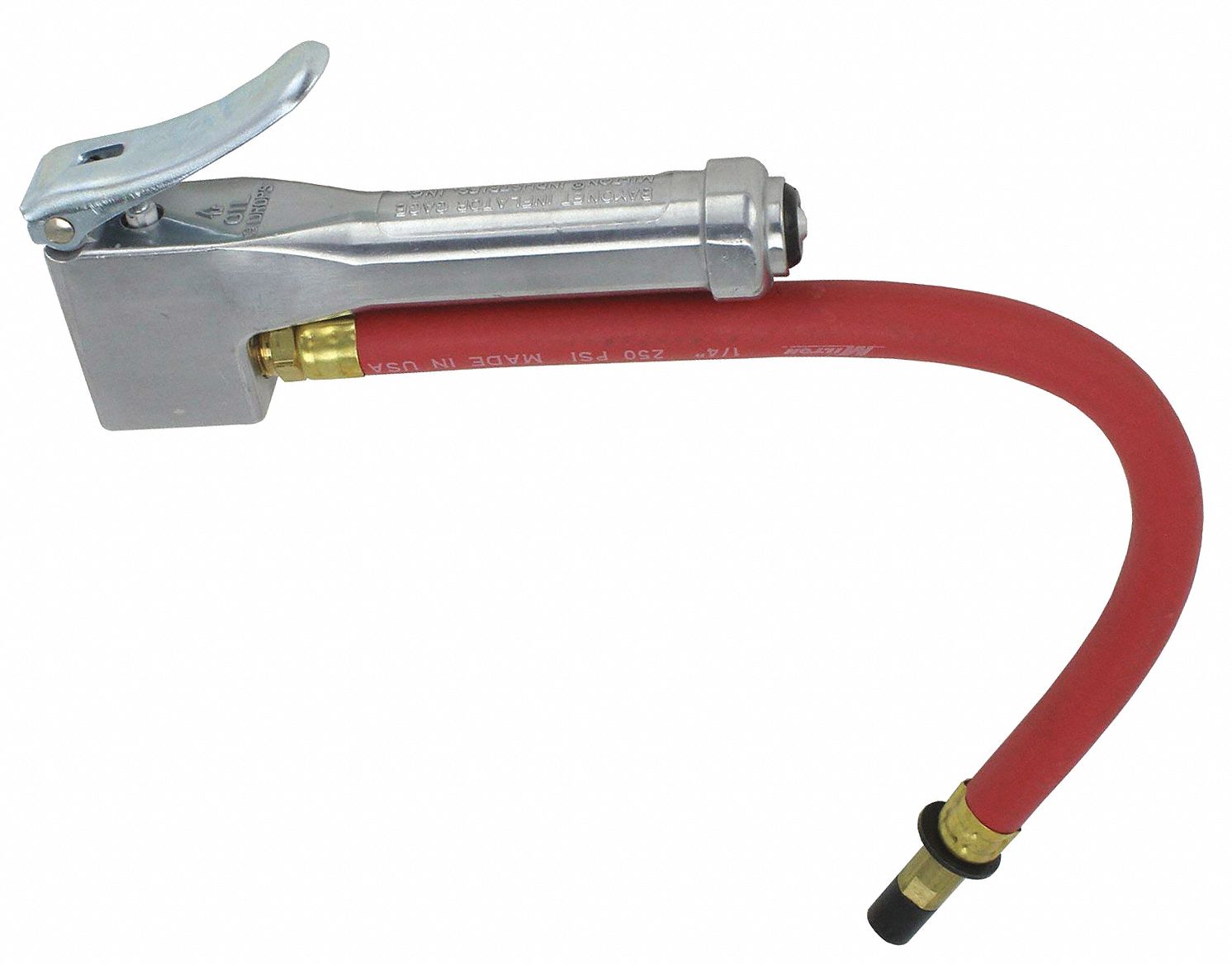 Straight Head Bayonet Inflator Gauge: 10 to 160 psi, Aluminum, 1/4" NPT Thread Size