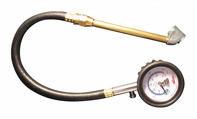 DUAL HEAD CHUCK DIAL TIRE GAUGE, 0 PSI TO 60 PSI