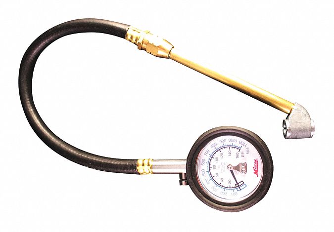 DUAL HEAD CHUCK DIAL TIRE GAUGE, 0 PSI TO 160 PSI