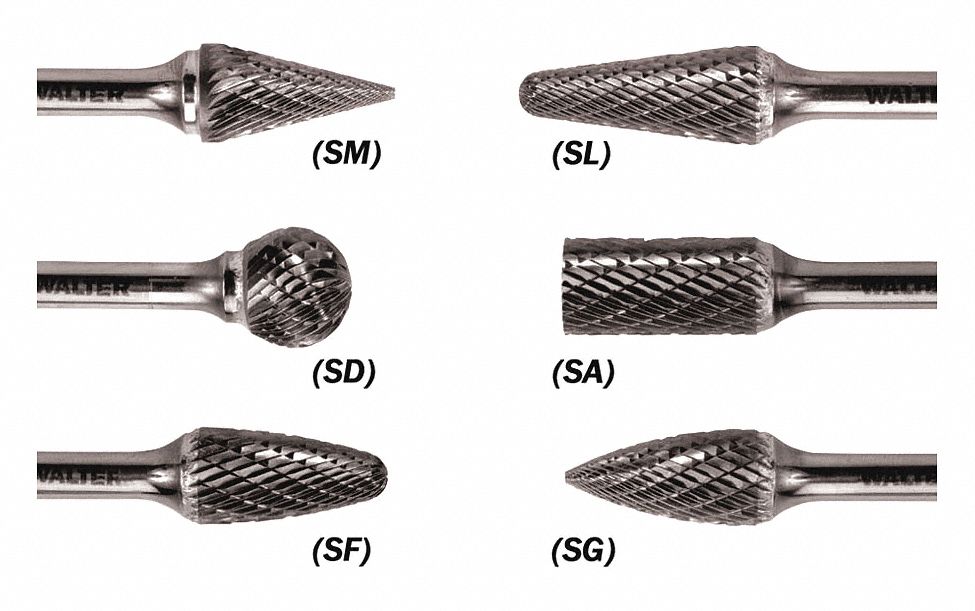 CARBIDE BUR, CONE, 1/8 IN X 1/8 IN X 1/2 IN