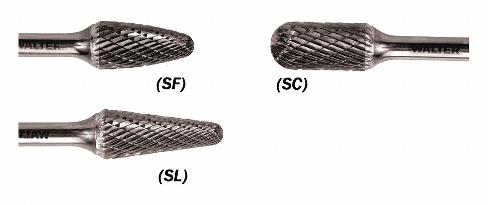 CARBIDE BUR, CYLINDRICAL ROUND NOSE 1/4 IN X 1/2 IN X 1 IN