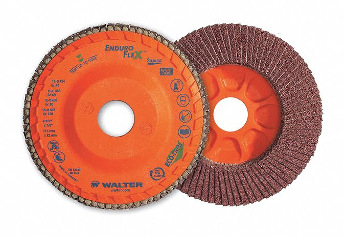 Flap Disc: Type 27, 4-1/2" x 7/8", Aluminum Oxide, 80 Grit, Eco-Trim Bk