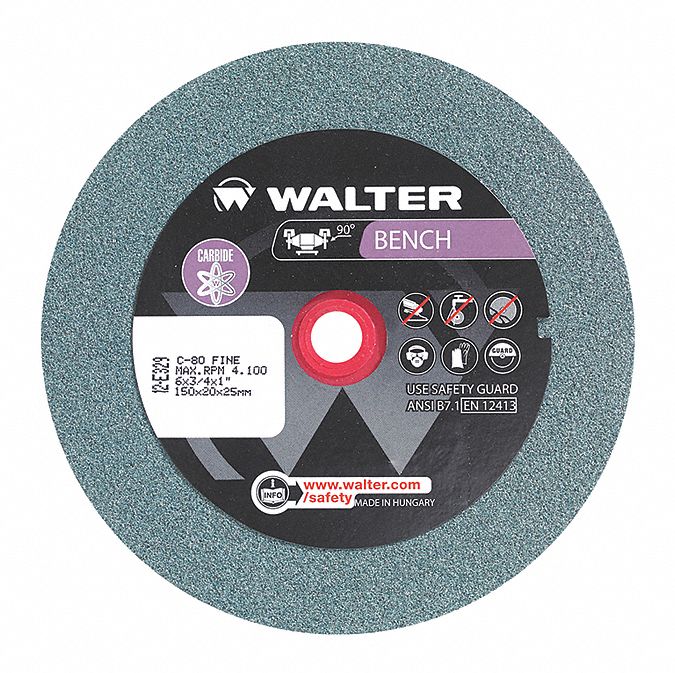 ABRASIVE GRINDING WHEEL, TYPE 1, 6 IN X ¾ IN X 1 IN, GR80, FINE